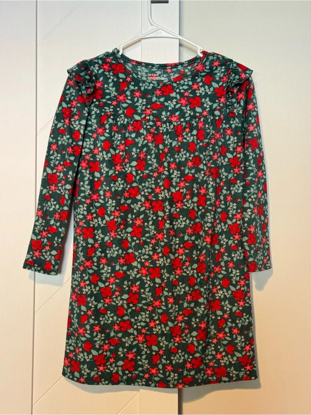 Cat & Jack Girls Christmas Fleece Nightgown Floral Print Size L 10/12